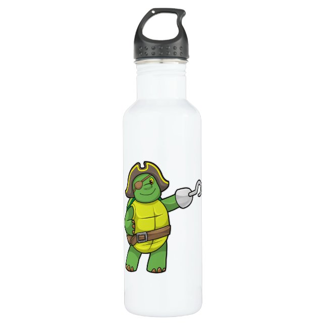 Turtle as Pirate with Hooked hand & Eye patch 710 Ml Water Bottle (Front)