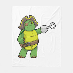 Turtle as Pirate with Hooked hand & Eye patch Fleece Blanket