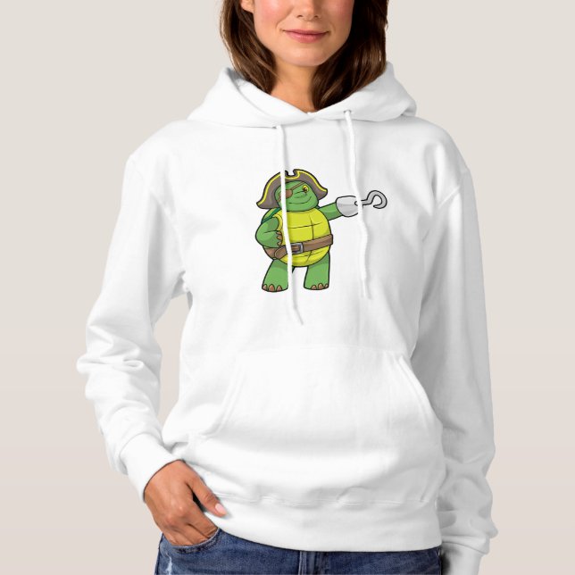 Turtle as Pirate with Hooked hand & Eye patch Hoodie (Front)