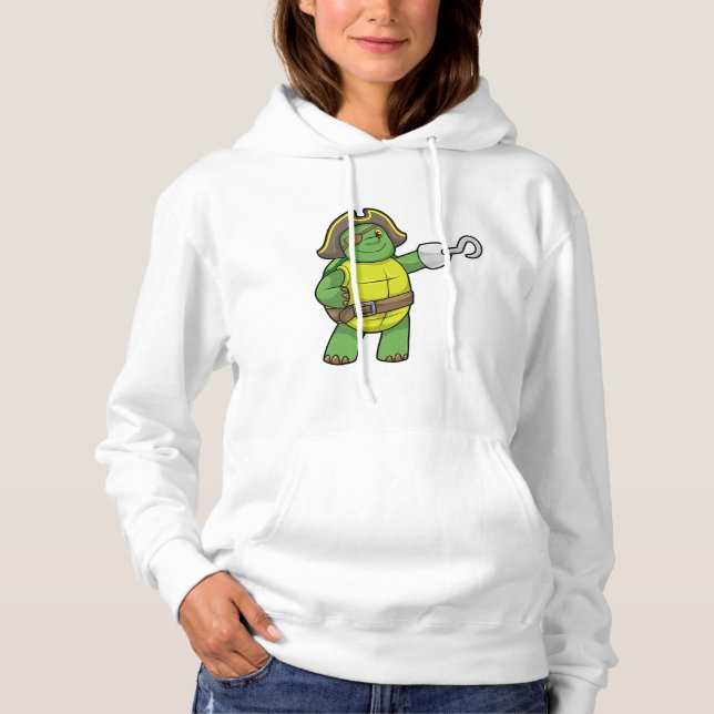 Turtle as Pirate with Hooked hand & Eye patch Hoodie (Front)