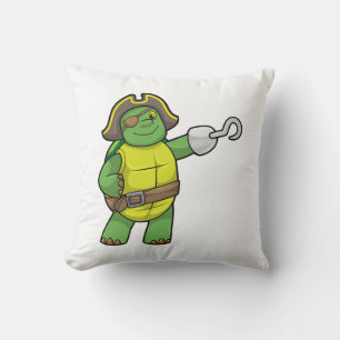 Turtle as Pirate with Hooked hand & Eye patch Throw Pillow