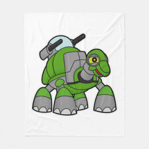 Turtle as Robot with Cannons Fleece Blanket