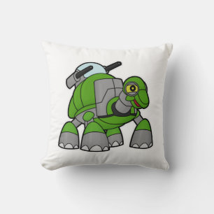 Turtle as Robot with Cannons Throw Pillow
