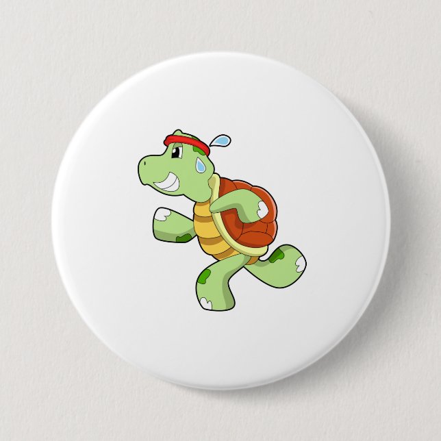 Turtle as Runner 3 Inch Round Button (Front)
