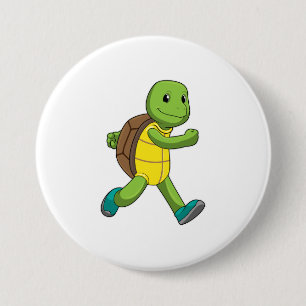 Turtle as Runner at Running 3 Inch Round Button