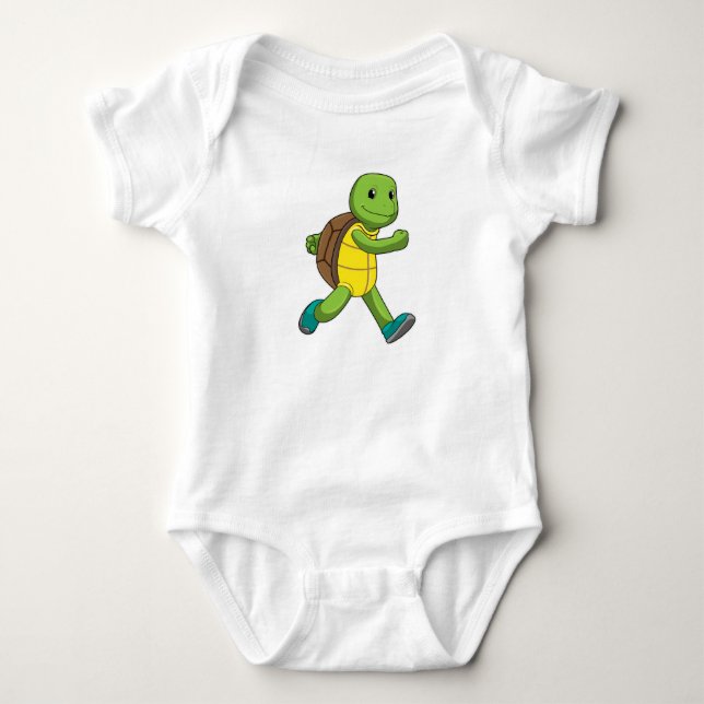 Turtle as Runner at Running Baby Bodysuit (Front)