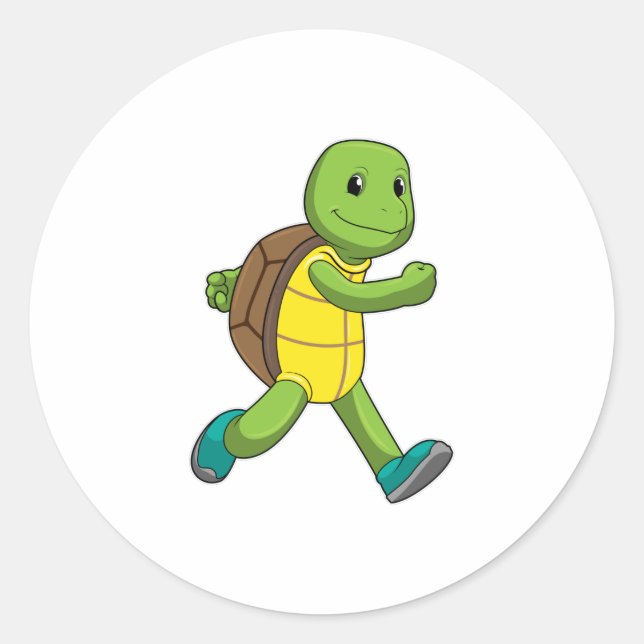 Turtle as Runner at Running Classic Round Sticker (Front)