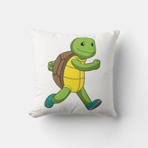 Turtle as Runner at Running Throw Pillow