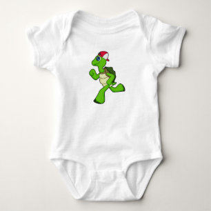 Turtle as Runner with Cap Baby Bodysuit