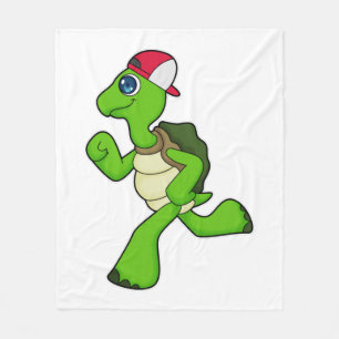 Turtle as Runner with Cap Fleece Blanket