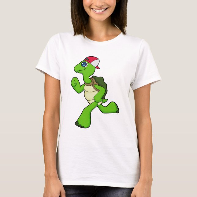 Turtle as Runner with Cap T-Shirt (Front)