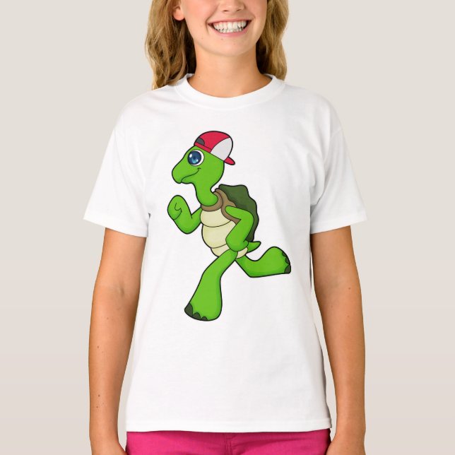 Turtle as Runner with Cap T-Shirt (Front)