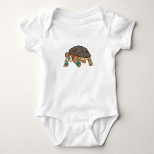 Turtle as Runner with Towel Baby Bodysuit