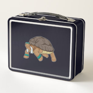 Turtle as Runner with Towel Metal Lunch Box