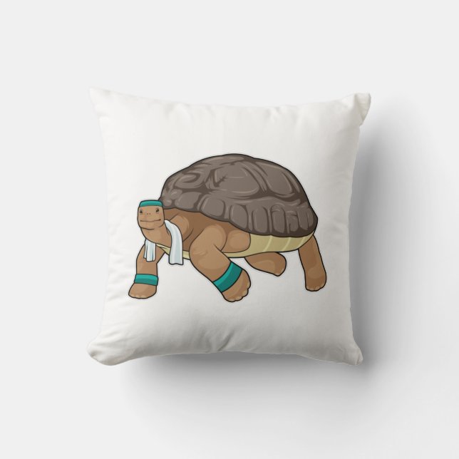 Turtle as Runner with Towel Throw Pillow (Front)