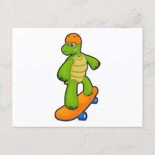 Turtle as Skateboarder with Skateboard & Helmet Postcard