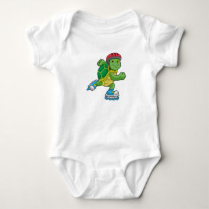 Turtle as Skater with Inline skates & Helmet Baby Bodysuit