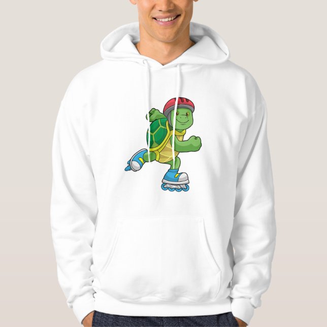 Turtle as Skater with Inline skates & Helmet Hoodie (Front)