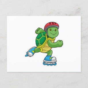 Turtle as Skater with Inline skates & Helmet Postcard