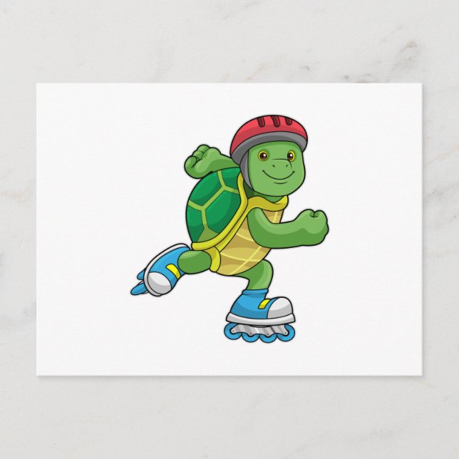 Turtle as Skater with Inline skates & Helmet Postcard (Front)