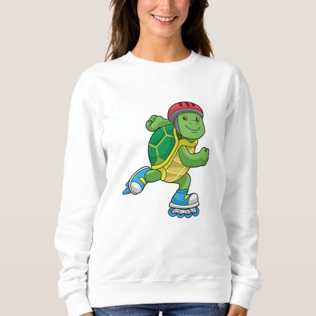 Turtle as Skater with Inline skates & Helmet Sweatshirt (Front)