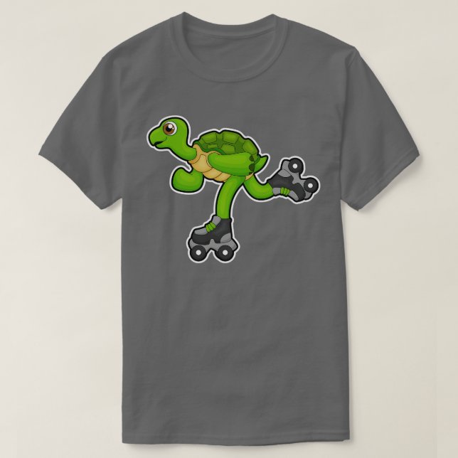 Turtle as Skater with Roller skates T-Shirt (Design Front)