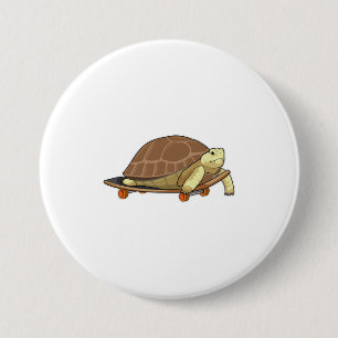 Turtle as Skater with Skateboard 3 Inch Round Button