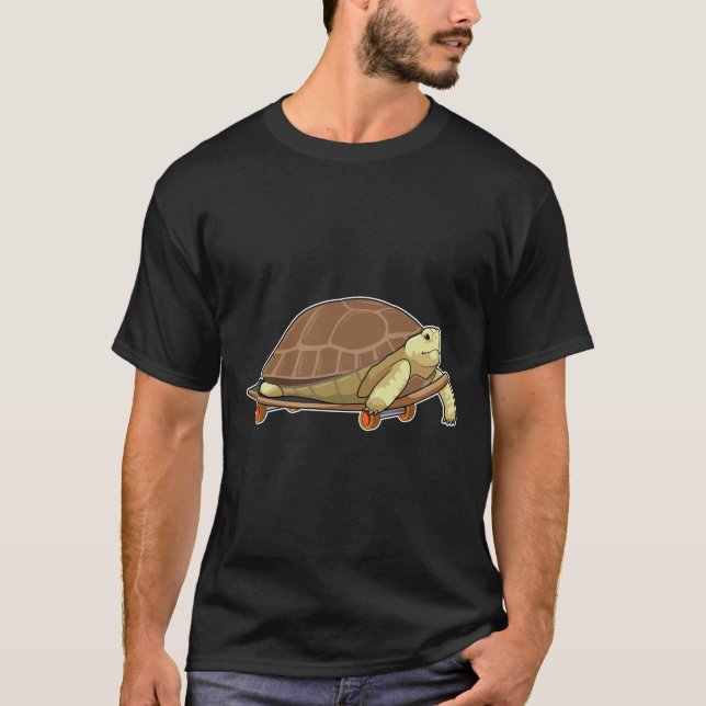 Turtle as Skater with Skateboard T-Shirt (Front)