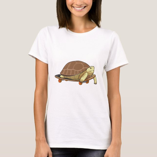 Turtle as Skater with Skateboard T-Shirt (Front)