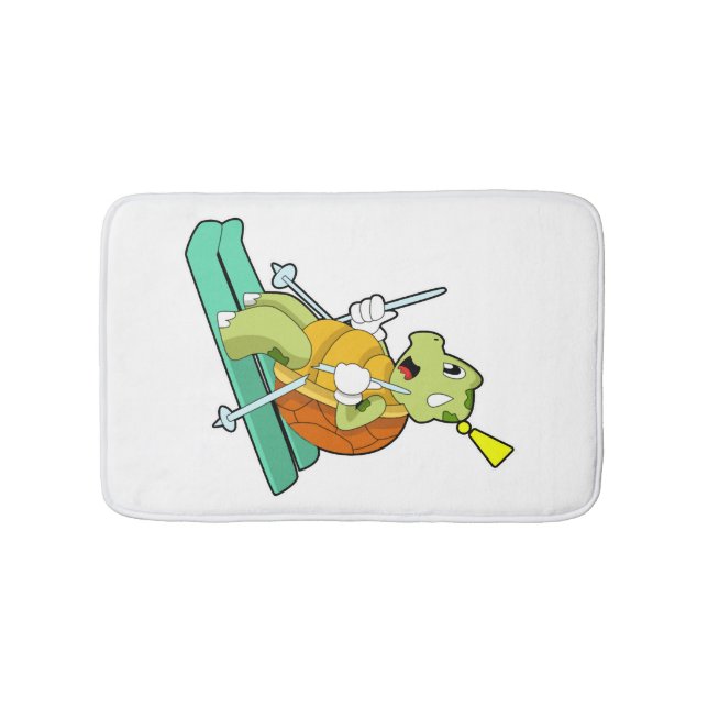 Turtle As Skier With Ski Bath Mat (Front)