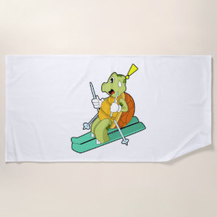 Turtle As Soccer Player With Soccer Ball Beach Towel