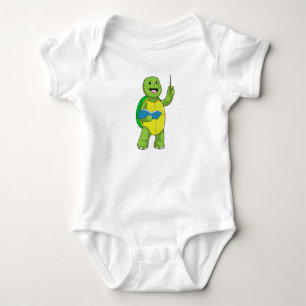 Turtle as Teacher with Book & Pointer Baby Bodysuit