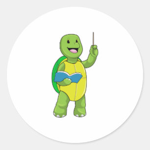 Turtle as Teacher with Book & Pointer Classic Round Sticker
