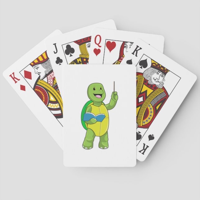 Turtle as Teacher with Book & Pointer Playing Cards (Back)