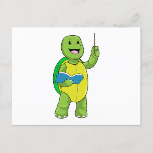Turtle as Teacher with Book & Pointer Postcard