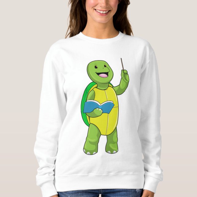 Turtle as Teacher with Book & Pointer Sweatshirt (Front)