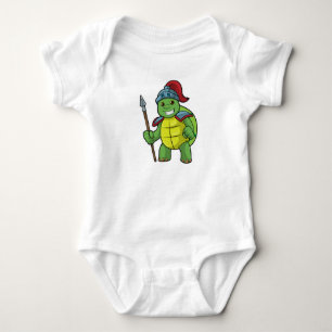 Turtle as Warrior with Spear & Helmet Baby Bodysuit