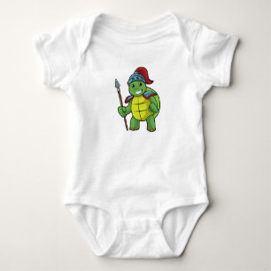 Turtle as Warrior with Spear & Helmet Baby Bodysuit