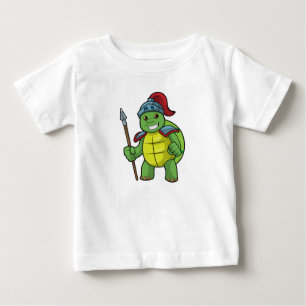 Turtle as Warrior with Spear & Helmet Baby T-Shirt