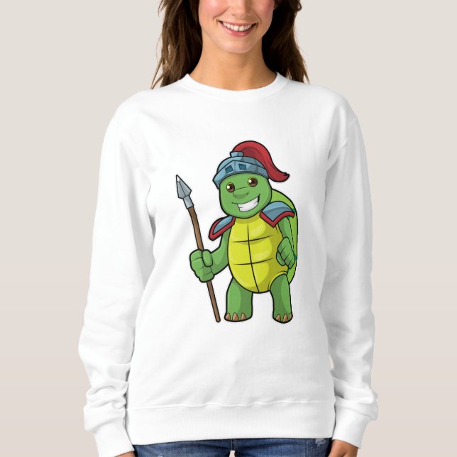 Turtle as Warrior with Spear & Helmet Sweatshirt (Front)