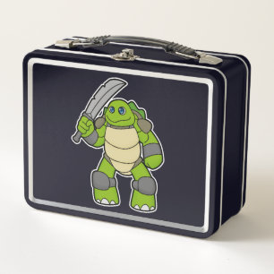 Turtle as Warrior with Sword Metal Lunch Box