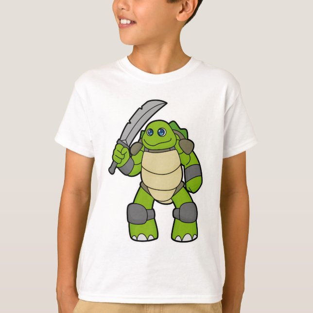 Turtle as Warrior with Sword T-Shirt (Front)