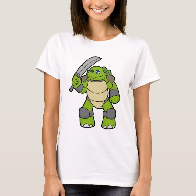 Turtle as Warrior with Sword T-Shirt (Front)
