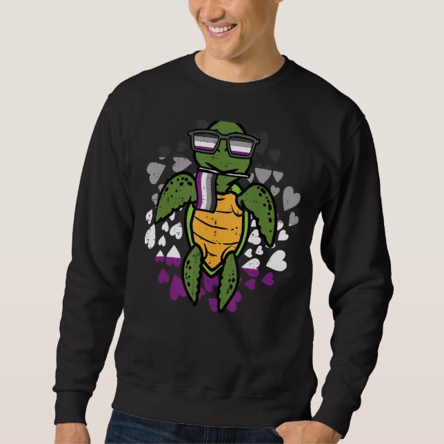 Turtle Asexual Sunglasses Flag Heart Ace Pride Fla Sweatshirt (Front)