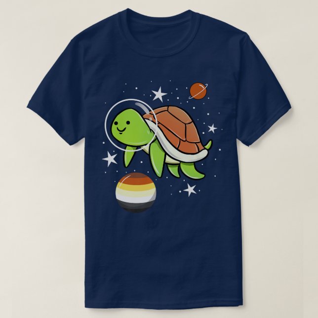 Turtle Astronaut Gay Bear Pride  T-Shirt (Design Front)