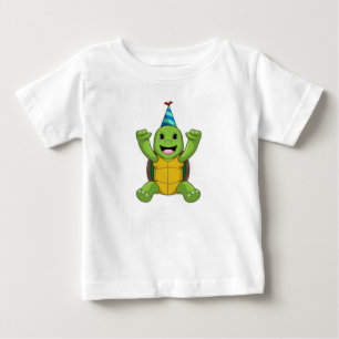 Turtle at Birthday with Party hat Baby T-Shirt