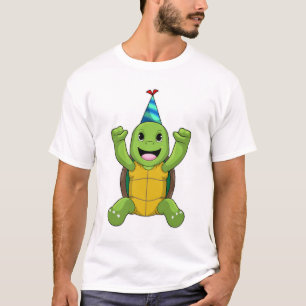 Turtle at Birthday with Party hat T-Shirt