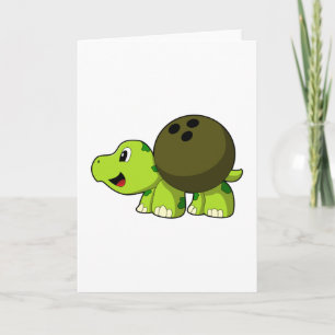 Turtle at Bowling with Bowling ball Card