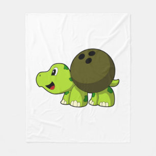 Turtle at Bowling with Bowling ball Fleece Blanket
