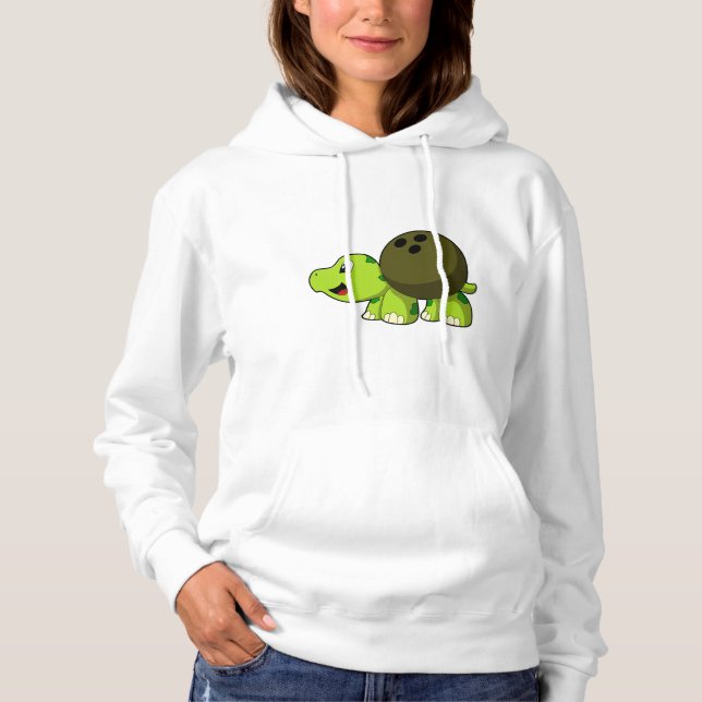 Turtle at Bowling with Bowling ball Hoodie (Front)